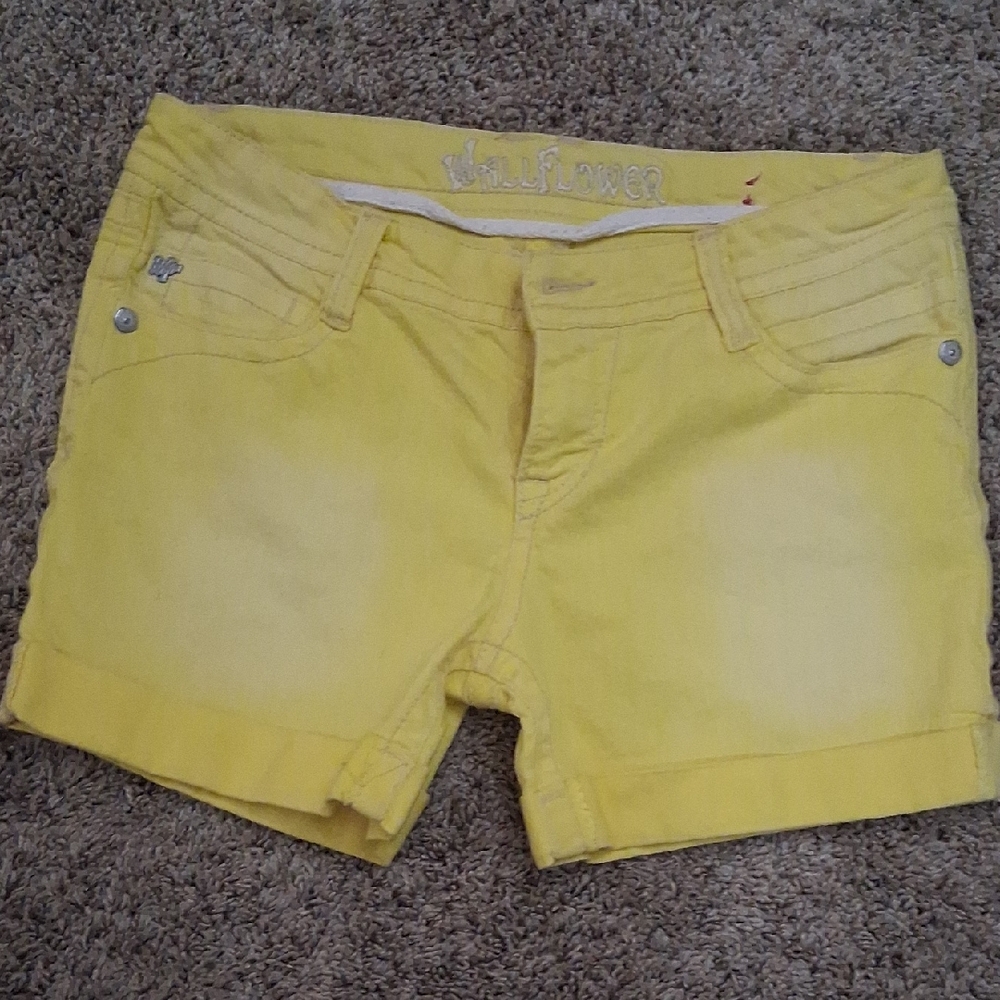Wallflower Yellow Jean Shorts Vibrant Stretchy Denim
